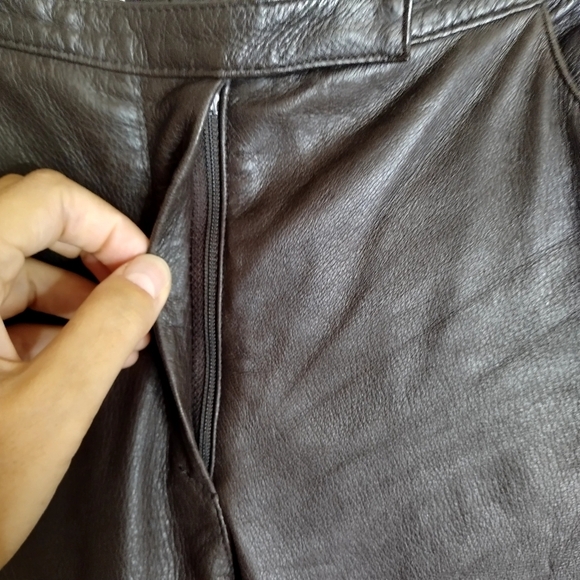 GENNY butterysoft Italian Leather Straight Leg Pants Runway '93 Sz 8 - Picture 5 of 14